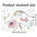 Detail view of cartoon rabbit and unicorn wall decals with 60x40cm size dimensions - 35*60cm