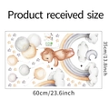 Detailed sheet layout of bear, moon, and cloud wall decals measuring 60cm by 35cm - 35*60cm