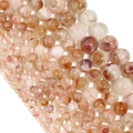Macro shot of natural golden phantom quartz beads with red inclusions for DIY jewelry making - Regular Yellow Rutile Round Beads / 4mm (Approx 90pcs)