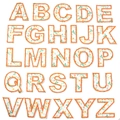 Details von 26 Alphabet-Stickpatches mit orangefarbenem Rand und floralem Muster - Größe 5cm Selbstklebend / Orange