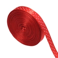 Detailed macro view of red satin ribbon with light pink polka dots for DIY gift wrapping - 1cm Wide 20 Yards/Roll / Red