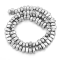 Macro detail of irregular silver mirror hematite beads for DIY jewelry making - Approx 5x8mm size, approx 1.2mm hole (approx 90 beads) / White K/Silver