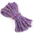 Macro view of purple speckled wool yarn with colorful neps for DIY knitting projects - Diameter Approx 10mm 30g / Deep purple