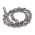 Macro shot of dark grey hematite hollow teardrop beads for DIY jewelry making - Drop Shape Ring / 13x8mm (Approx. 30 Pieces)