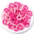 Close-up of assorted pink seamless elastic hair bands for children in a white bowl - 2cm Diameter / Rose Red Series