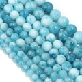 Perle rotonde in diaspro sedimentario blu lucido per la creazione di gioielli fai da te - Diametro 6mm Foro 0,8mm (Circa 60 Pezzi) / Pietra Larimar Ottimizzata