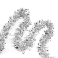 Detailed view of silver sparkling Christmas tinsel with sequin star ornaments and metallic finish - 9cm Wide 2 Meters/Pack / Silver