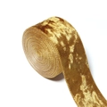 Macro detail of champagne gold velvet ribbon roll with shimmering texture and soft finish - 5 Yards/Roll / Ginger Yellow