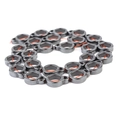Macro view of dark grey metallic hematite bead spacers for DIY jewelry making - Double Circle Ring