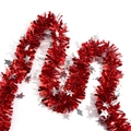 Macro view of red festive tinsel garland with white star accents for holiday decor - 9cm Wide 2 Meters/Pack / Red