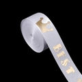 Close-up of white satin ribbon with golden crown and BEST letter print for gift wrapping - Width: 2.5cm 10 Yards/Roll / White