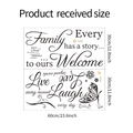 Dimensioni dettagliate degli adesivi murali Family e Live Laugh Love con motivi a farfalla - FX-A133+FX-A142