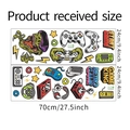 Detailed size chart showing 24x70cm gaming wall decals with controllers and VR motifs - Style 1 (FX7544)