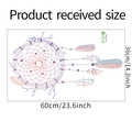 Detailed sheet dimensions 60cm x 36cm for dreamcatcher wall decal with feathers - 36*60cm