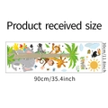 Cartoon animal wall decal sheet showing jungle animals and product size 30x90cm - Tropical Jungle Animal Style