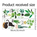 Dettagli del layout degli adesivi murali con piante tropicali, gatto e dimensioni - Stile Piante Tropicali Gatto Nero (FX-C280)