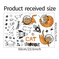 Dettaglio layout adesivi murali gatto astronauta con razzo e pianeti su foglio da 40x60cm - 40*60cm