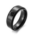 Black titanium steel rivet ring with sharp conical spikes for punk style jewelry - Size 7 / Black