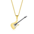 Titanium steel electric guitar pendant necklace with gold and silver finish on twist chain - Gold (With Curb Chain)