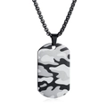 Collana militare da uomo in acciaio al titanio con motivo mimetico laser e catena box - Mimetico Nero
