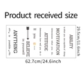 Detail of inspirational wall sticker showing dimensions 62.7cm x 29.5cm for bedroom decor - Specification
