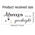 Afmetingen en lay-out van de Always Kiss Me Goodnight muursticker met hartjes - 19*45CM