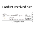 Size specifications for Dreams quote wall sticker with floral art, 71cm by 17.8cm - Motivational Slogan Style (FX-A163) / 17*71CM