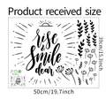 Mise en page de l'autocollant mural floral Rise and Smile Dear avec les dimensions - 39x50CM
