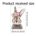 Detailed size specifications for cute rabbit wall decal with flowers measuring 29x47.5 cm - 47.5x29cm