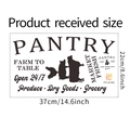 Detail showing the 37x22cm dimensions of the PANTRY farm-themed PVC wall sticker - 22*37CM
