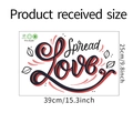 Macro view of Spread Love wall decal dimensions 39cm by 25cm on white background - 25*39cm