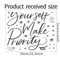 Detail showing dimensions of Make Yourself a Priority PVC wall sticker with star patterns - 32*39CM