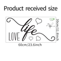 Detail der LOVE LIFE Wandtattoo-Anordnung mit 60x30cm Maßen und schwarzer Kunstschrift - 30*60cm