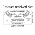 Detailansicht Wandtattoo Badezimmerregeln mit Blumenrand und 60x30cm Abmessungen - 30*60cm Layout (FX-B307)