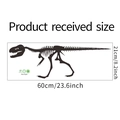 Flaches Layout des T-Rex-Skelett Wandtattoos mit Größenangaben in cm und Zoll - 21*60CM