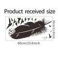 Detailed size chart showing black feather and bird wall decals measuring 60x30cm for home decor - Creative Feather Birds Style (FX-B304) / Black
