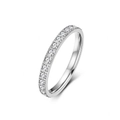 Minimalistischer Ring aus silbernem Titanstahl mit funkelnden Zirkonia in schmalem Band - 5# / Weiße Zirkonia (Silber)