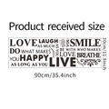 Dettaglio dimensioni 90x30cm per l'adesivo da parete artistico LOVE e HAPPY - 30*90cm