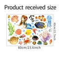Detailed sheet size of cartoon mermaid and coral wall stickers measuring 60cm by 40cm - 40*60cm