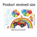 Detailed sheet dimensions showing animals and rainbow wall stickers measuring 60x40cm - 40*60cm