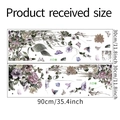 Mise en page détaillée des stickers muraux fleurs mauves avec motifs de papillons - Mise en page 30*90CM*2PCS