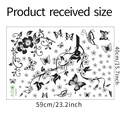 Detail showing monochrome floral and butterfly wall sticker with dimensions 40cm x 59cm - 40*59cm