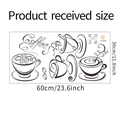 Detailed size chart of minimalist coffee cup wall stickers showing 60x30cm dimensions - 30*60cm