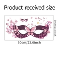 Detail van de 60x30cm vlindermasker muursticker met paarse bloemmotieven lay-out - 30*60cm Indeling