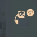 Adesivo luminoso a forma di panda per interruttore con testo Save It per decoro pareti - YG26 Luce Rosa / Rosa