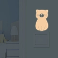 Adesivo murale gatto cartone animato luminoso per interruttore con luce calda - YG51 Luce Rosa
