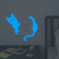Adesivo murale a forma di gatto blu luminoso per decorazione interruttore casa - YG53 Luce Blu
