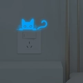 Adesivo gatto blu luminoso per interruttore a muro decorazione domestica fluorescente - Blu