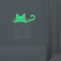 Adesivo murale gatto luminoso verde per interruttori della luce in casa al buio - Verde