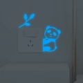 Adesivo murale panda blu luminoso e foglia di bambù per decorazione interruttore - Blu